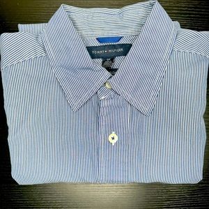 Tommy Hilfiger men’s shirt navy white strip button down shirt